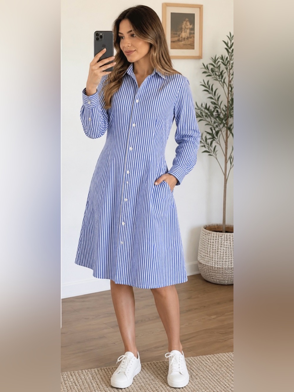 ✨Polo Ralph Lauren Striped Shirt Dress Blue White Size 10